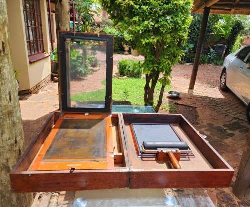 ANTIQUE 1930S PORTABLE COPYING MACHINE! AN ELLAMS LONDON SCREEN PRINTING DUPLICATOR SET