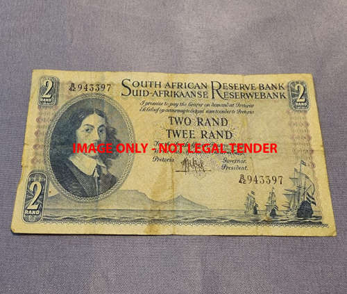 EARLY B SERIES (B42 943397) JAN VAN RIEBEECK SA 1961 R2 NOTE MH DE KOCK SIGNATURE ENG OVER AFR F