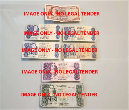 SEVEN OLD SA BANK NOTES FROM THE 2ND (1966-1977) AND 3RD (1978-1991) ISSUES - JAN VAN RIEBEECK