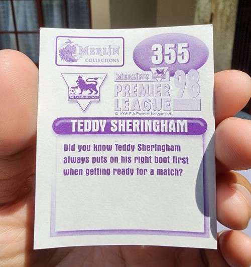 ENGLISH PREMIER LEAQUE 1998 STICKER COLLECTION WITH TEDDY SHERINGHAM AND MARK HUGHES