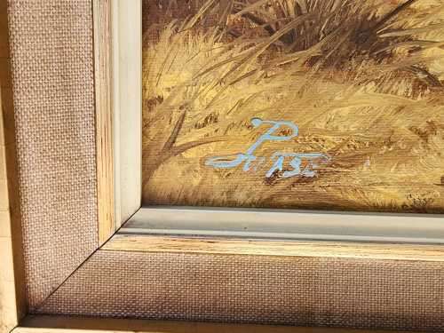 ORIGINAL BUSHVELD TYPE LANDSCAPE OIL ON CANVAS SIGNED BY ARTIST `PURSE` VINTAGE! LARGE 74CM W 64CM H
