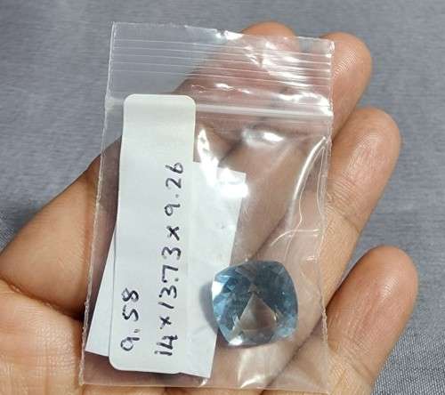 SEAFOAM BLUE AQUAMARINE GEMSTONE LARGE 9,60CT WITH BEAUTIFUL CUSHION CUT
