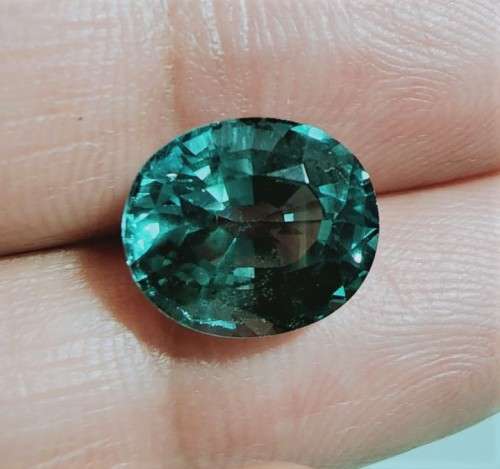 GREEN BLUE SAPPHIRE GEMSTONE LARGE OVAL CUT 6,35CT SONGEA (TANZANIA) NATURAL GEMSTONE HEAT TREATE