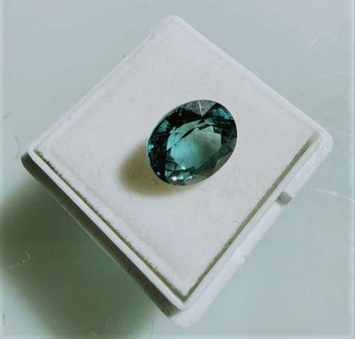 GREEN BLUE SAPPHIRE GEMSTONE LARGE OVAL CUT 6,35CT SONGEA (TANZANIA) NATURAL GEMSTONE HEAT TREATE