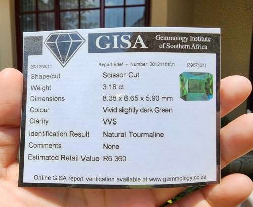 DARK GREEN VERDALITE TOURMALINE 3,18CT GEMSTONE NATURAL AND UNTREATED FROM MOZAMBIQUE WITH BEAUTIFUL