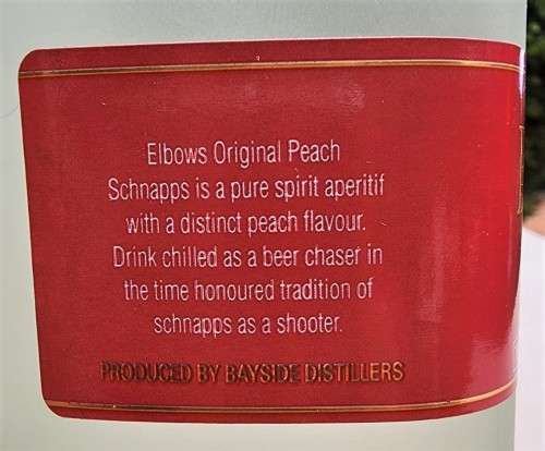 ARBEID ADEL ELBOWS PEACH SCHNAPPS 750ML BOTTLE WITH 4 FRENCH MADE SHOT GLASSES IN WOODEN CASE