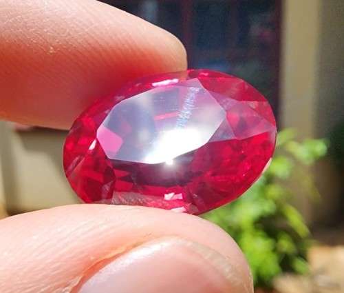 AWESOME LARGE 24,25CT REAL RED RUBY GEMSTONE  SCRATCH GLASS!  UV RED!  HIGH THERMAL CONDUCTIVITY!