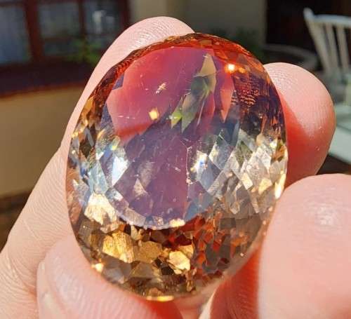 AWESOME LARGE 74,55CT BROWNISH ORANGE IMPERIAL TOPAZ GEMSTONE WITH SUPPLIED GISA CERTIFICATE