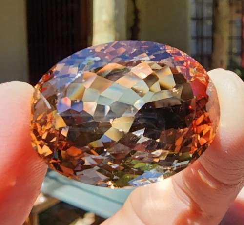 AWESOME LARGE 74,55CT BROWNISH ORANGE IMPERIAL TOPAZ GEMSTONE WITH SUPPLIED GISA CERTIFICATE