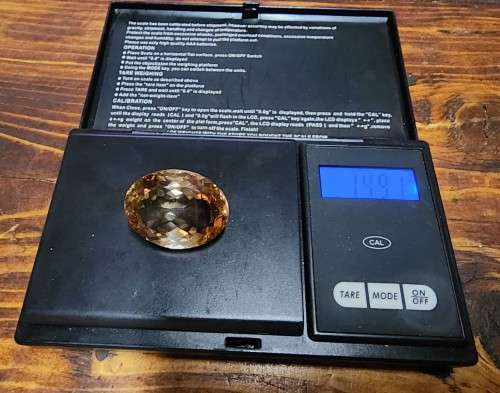 AWESOME LARGE 74,55CT BROWNISH ORANGE IMPERIAL TOPAZ GEMSTONE WITH SUPPLIED GISA CERTIFICATE
