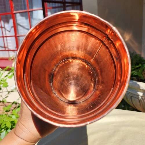 SET OF COPPER AND BRASS KITCHEN CANISTERS: SUIKER, KOFFIE EN TEE
