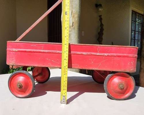 VINTAGE 1950S TRI-ANG RED PULL-ALONG TRAILER WHEELS TURNS SMOOTHLY