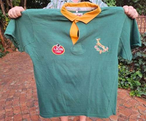 LION LAGER SPONSORED SPRINGBOKS RUGBY 1992 TO 1995 NO 1 OFFICIAL PLAYERS ISSUED JERSEY
