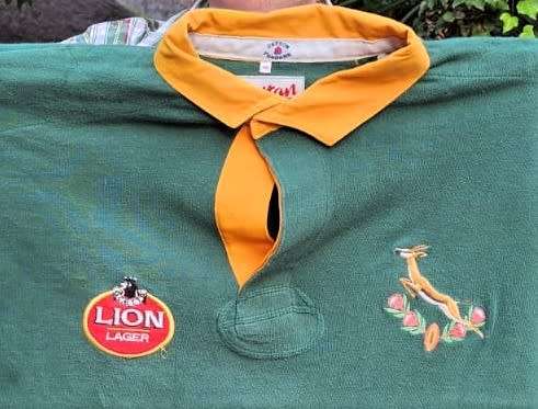 LION LAGER SPONSORED SPRINGBOKS RUGBY 1992 TO 1995 NO 1 OFFICIAL PLAYERS ISSUED JERSEY