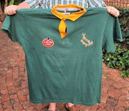 LION LAGER SPONSORED SPRINGBOKS RUGBY 1992 TO 1995 NO 1 OFFICIAL PLAYERS ISSUED JERSEY