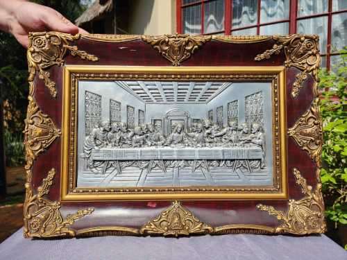 DA VINCIS LAST SUPPER REPRODUCTION ARTWORK 3D RAISED RELIEF METAL SCULPTURE FRAMED MADE IN SPAIN