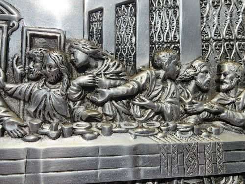 DA VINCIS LAST SUPPER REPRODUCTION ARTWORK 3D RAISED RELIEF METAL SCULPTURE FRAMED MADE IN SPAIN