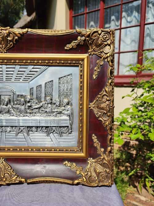 DA VINCIS LAST SUPPER REPRODUCTION ARTWORK 3D RAISED RELIEF METAL SCULPTURE FRAMED MADE IN SPAIN