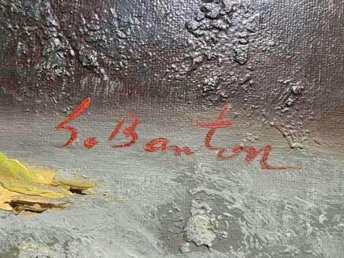 VINTAGE SIGNED S BANTON STILL LIFE FLORAL BOUQUET ORIGINAL OIL ON BOARD LARGE 63CM W 73CM H