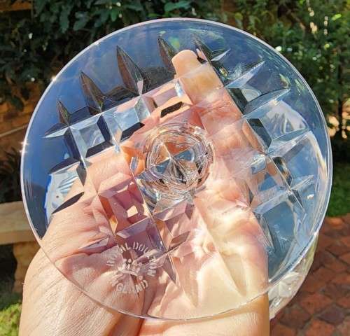 A RINGING AND SINGING CHRYSTAL CUT GLASS ROSE BOWL BY ROYAL DOULTON