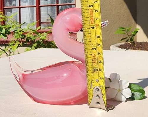 MAGNIFICENT MURANO PINK SOMMERSO ALABASTRO GLASS DUCK 13,0CM HIGH