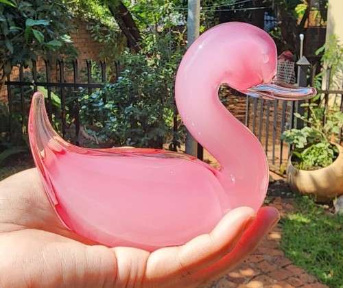 MAGNIFICENT MURANO PINK SOMMERSO ALABASTRO GLASS DUCK 13,0CM HIGH
