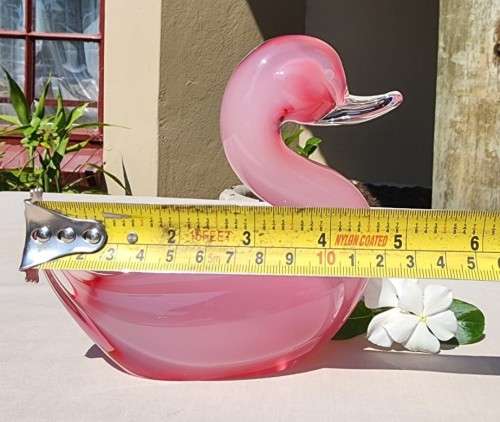 MAGNIFICENT MURANO PINK SOMMERSO ALABASTRO GLASS DUCK 13,0CM HIGH