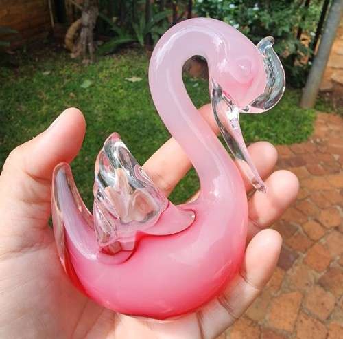 ELEGANT MURANO PINK SOMMERSO GLASS SWAN 12,5CM HIGH