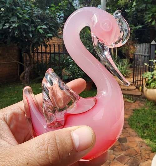 ELEGANT MURANO PINK SOMMERSO GLASS SWAN 12,5CM HIGH