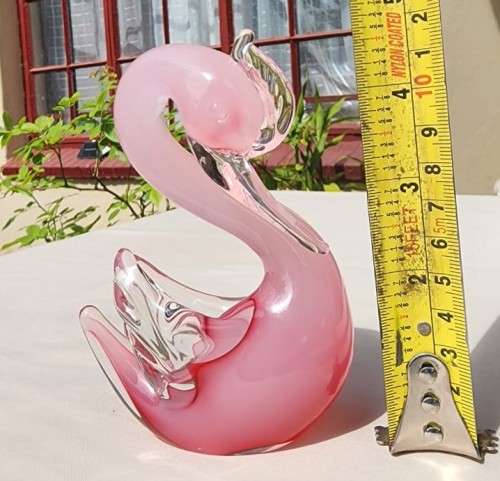 ELEGANT MURANO PINK SOMMERSO GLASS SWAN 12,5CM HIGH