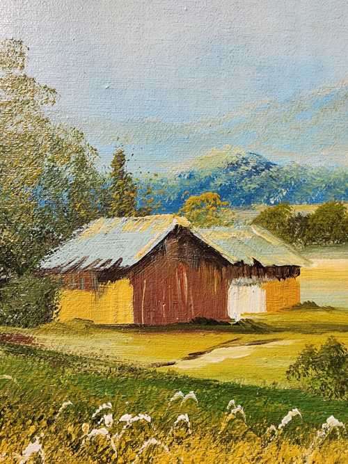 M RAYMAND COUNTRY LANE LANDSCAPE ORIGINAL OIL ON BOARD VINTAGE LARGE 103CM H 72CM W
