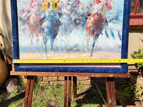 AWESOME HORSERACING ORIGINAL OIL ON BOARD BY ARTIST TAYLOR