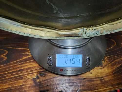 ANTIQUE 1840S-1880S HANDMADE RIVETED COPPER JAM PAN WITH HANDLES - LARGE 33CM DIAMETER