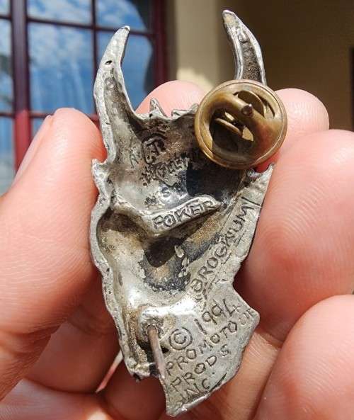RARE ROLLING STONES 1994 VOODOO LOUNGE TOUR DEVIL BROCKUM PEWTER LAPEL PIN