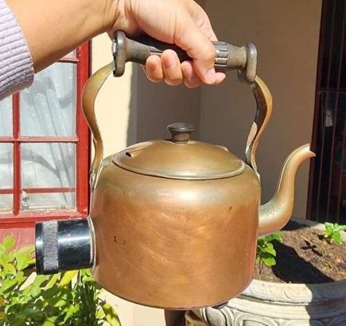 ANTIQUE (1920S) BULPITT AND SONS SWAN BRAND BRITISH ELECTRIC COPPER KETTLE  VERY EARLY MODEL
