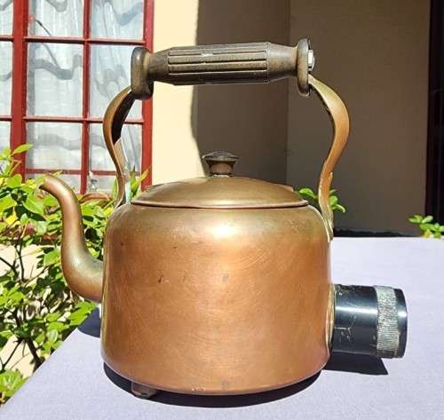 ANTIQUE (1920S) BULPITT AND SONS SWAN BRAND BRITISH ELECTRIC COPPER KETTLE  VERY EARLY MODEL