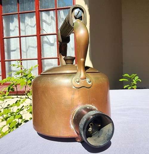 ANTIQUE (1920S) BULPITT AND SONS SWAN BRAND BRITISH ELECTRIC COPPER KETTLE  VERY EARLY MODEL