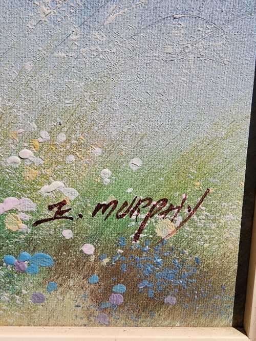 EXQUISITE GIRL IN FLOWER FIELD ORIGINAL OIL PAINTING BY Z MURPHY SIGNED