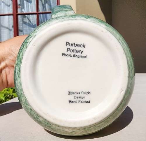 PURBECK POTTERY ENGLAND ZDENKA RALPH DESIGN HAND PAINTED STONEWARE PITCHER