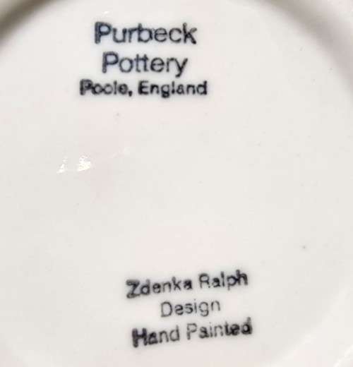 PURBECK POTTERY ENGLAND ZDENKA RALPH DESIGN HAND PAINTED STONEWARE PITCHER