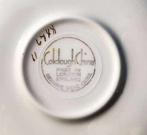 COLCOUGH ENGLAND TRIO IN HARLEQUIN BALLET LEMON YELLOW PATTERN (4TH OF 6) - WW2 ERA 1939 MARK
