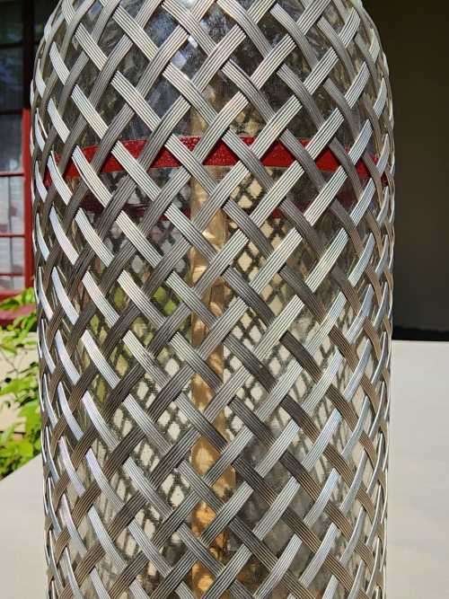 ENGLISH VINTAGE (CIRCA 1920-1950) SODA SIPHON BOTTLE WITH STEEL WIRE MESH