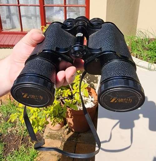 VINTAGE ZENITH TEMPEST PRISMATIC COATED 12x50 JAPANESE BINOCULARS NO 90814 IN ORIGINAL BEIGE LEATHER