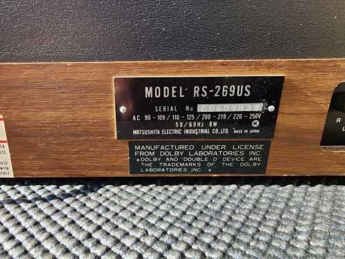 VINTAGE 1975 NATIONAL PANASONIC JAPAN TAPE DECK WORKING MODEL RS-269US