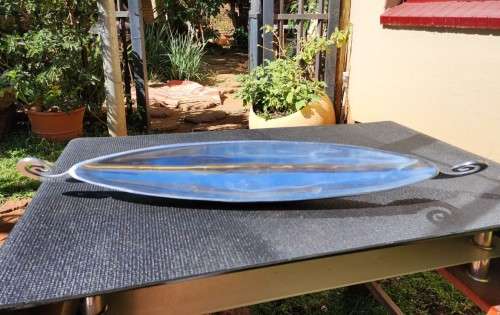 STRIKING ALUMINIUM FRUIT BOWL WITH CAROL BOYES STYLE SPIRAL ENDS