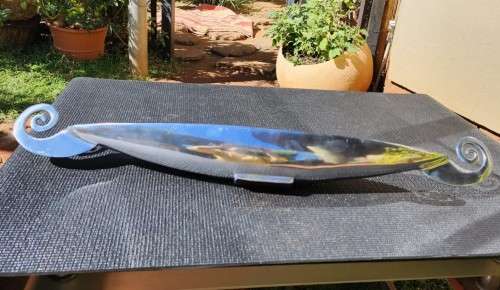 STRIKING ALUMINIUM FRUIT BOWL WITH CAROL BOYES STYLE SPIRAL ENDS