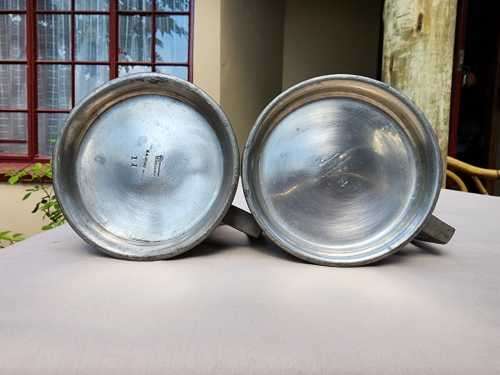 TWO EXCALUBUR SA UNION (PRE 1961) PEWTER TANKARDS AND A SA POLICE (PRE 1994) ATLANTA STAINLESS STEEL