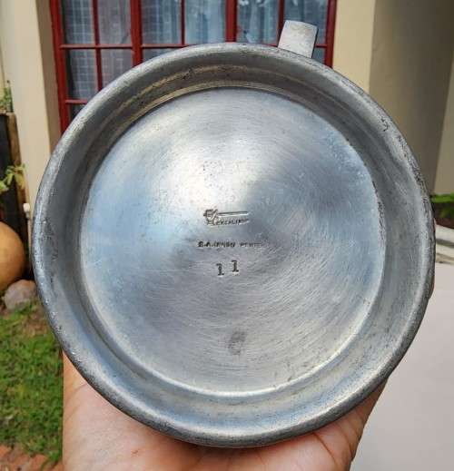 TWO EXCALUBUR SA UNION (PRE 1961) PEWTER TANKARDS AND A SA POLICE (PRE 1994) ATLANTA STAINLESS STEEL