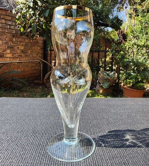 HUGE 1L 33CM HIGH NAKED LADY BEER GLASS BY RITZENHOFF GERMANY