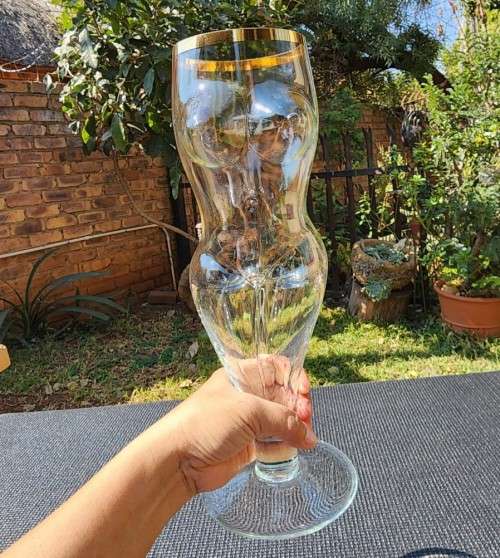 HUGE 1L 33CM HIGH NAKED LADY BEER GLASS BY RITZENHOFF GERMANY